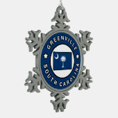 Greenville South Carolina Schneeflocken Zinn-Ornament (Links)