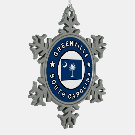 Greenville South Carolina Schneeflocken Zinn-Ornament (Links)