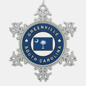 Greenville South Carolina Schneeflocken Zinn-Ornament (Vorderseite)