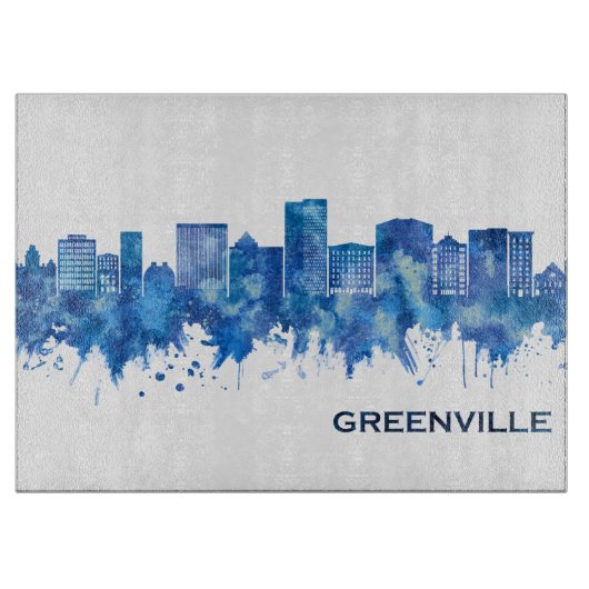 Greenville South Carolina Skyline Blue Schneidebrett (Vorderseite)