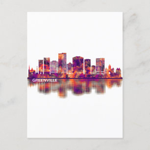 Greenville South Carolina Skyline Feiertagspostkarte