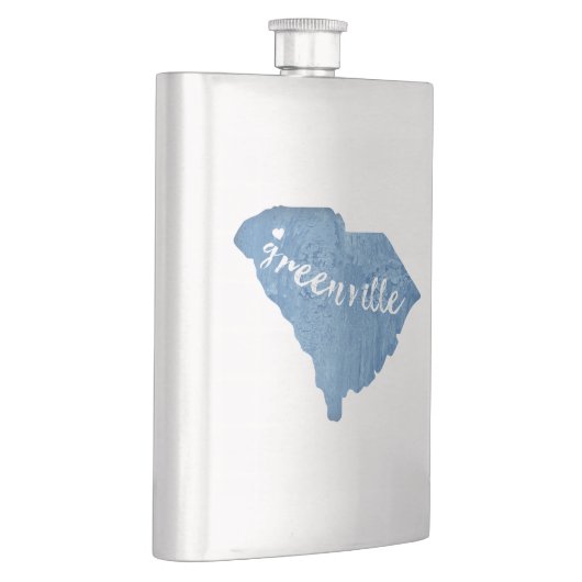 Greenville South Carolina Wood Grain Flachmann (Rechts)