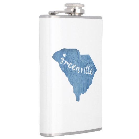 Greenville South Carolina Wood Grain Flachmann (Rechts)