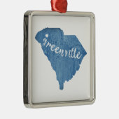 Greenville South Carolina Wood Grain Ornament Aus Metall (Rechts)