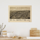 Greenville Texas 1886 Antike Panoramakarte Poster (Küche)