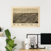 Greenville Texas 1886 Antike Panoramakarte Poster (Heimbüro)