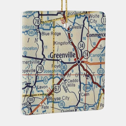 Greenville Texas Vintag Map Keramikornament (Rechts)