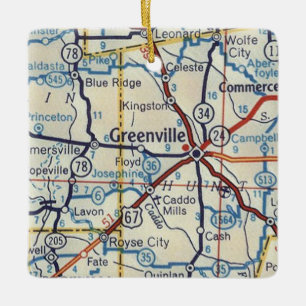 Greenville Texas Vintage Karte Keramikornament