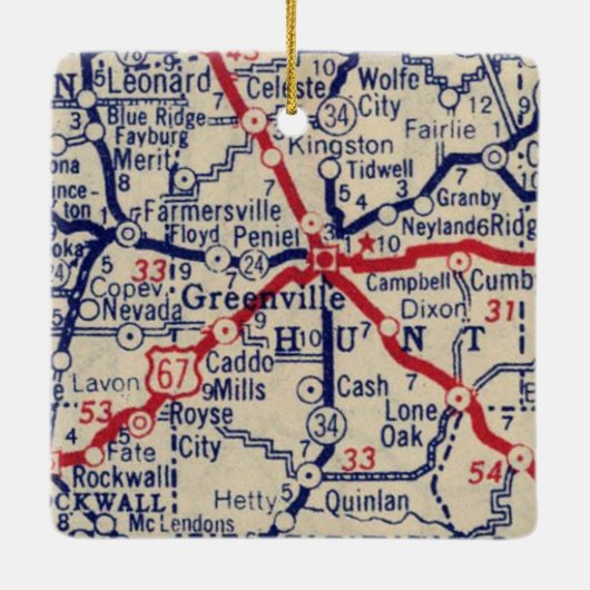 Greenville TX 1941 Karte Keramikornament (Rückseite)