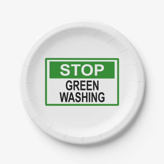 Greenwash-Zeichen beenden Pappteller (Vorderseite)