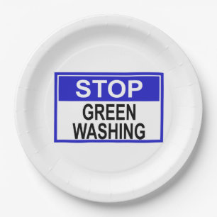 Greenwash-Zeichen beenden Pappteller