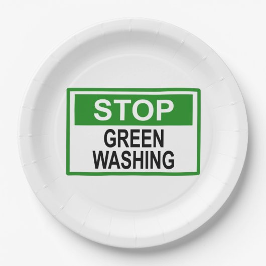 Greenwash-Zeichen beenden Pappteller (Vorderseite)