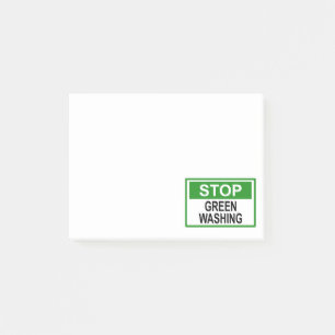 Greenwash-Zeichen beenden Post-it Klebezettel