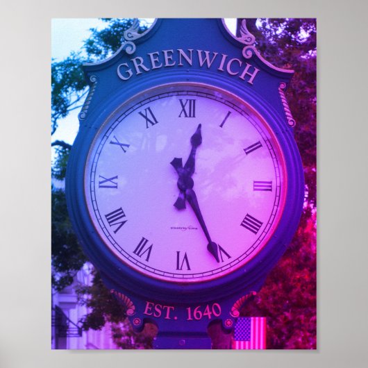 Greenwich Avenue Post Clock, Greenwich, CT Poster (Vorne)