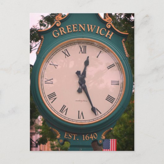 Greenwich Avenue Post Clock, Greenwich, CT Postkarte (Vorderseite)