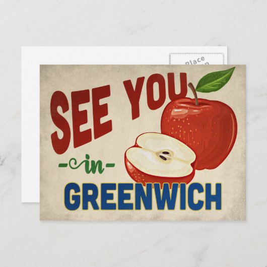 Greenwich Connecticut Apple - Vintage Reise Postkarte (Vorne/Hinten)