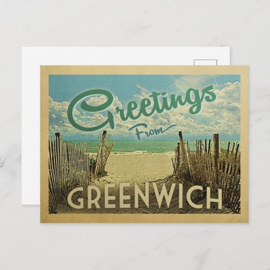 Greenwich Connecticut Beach Vintage Travel Postkarte (Vorne/Hinten)