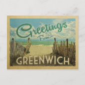 Greenwich Connecticut Beach Vintage Travel Postkarte (Vorderseite)