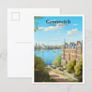 Greenwich London England Art Vintage Travel Postkarte