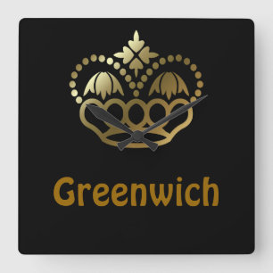 Greenwich Mean Time Quadratische Wanduhr