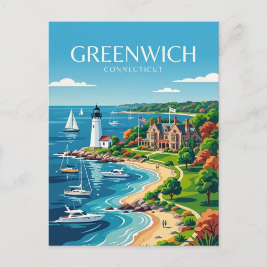Greenwich USA Postkarte (Vorderseite)