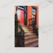 Greenwich Village Brownstone mit roter Tür Visitenkarte (Rückseite)