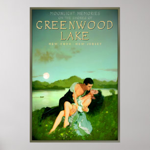 Greenwood Lake New York New Jersey Mondlicht Poster