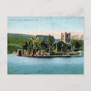 Greenwood Lake NY, Chapel Island, Vintage Postkarte