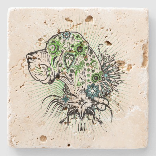 Greeny Great Dane Steinuntersetzer (Vorderseite)