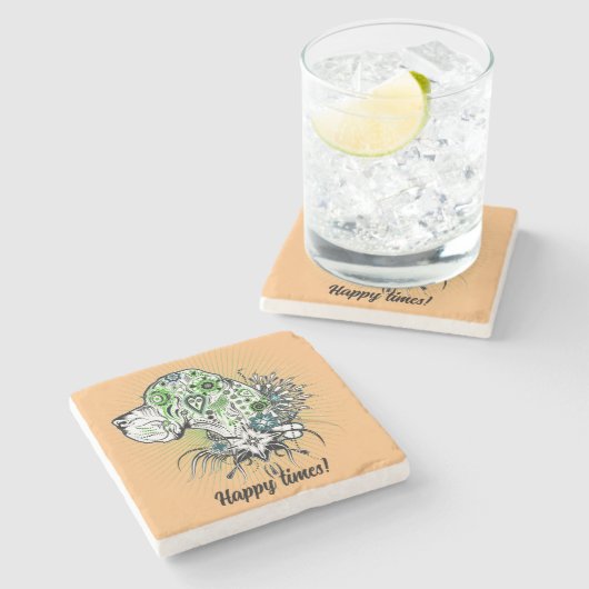 Greeny Great Dane Stone Untersetzer (Seitenansicht)