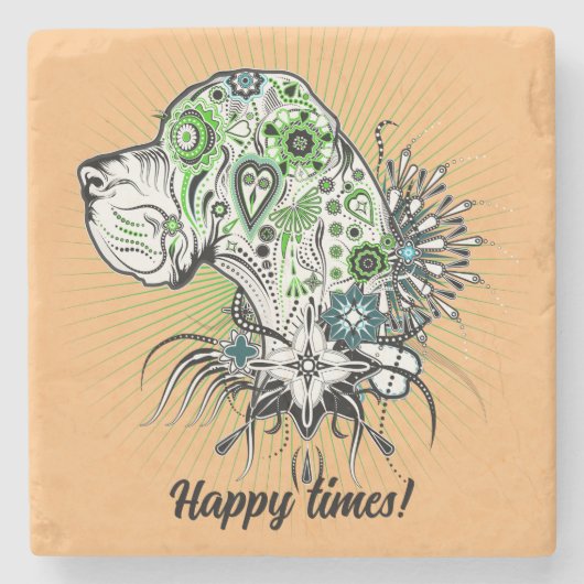 Greeny Great Dane Stone Untersetzer (Vorderseite)