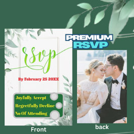Greeny Minimalistisch Custom Foto Wedding RSVP Car