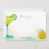 Greeny Watercolor Margarita Limones Brautparty Dankeskarte (Vorderseite)