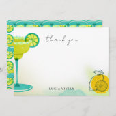 Greeny Watercolor Margarita Limones Brautparty Dankeskarte (Vorne/Hinten)