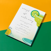 Greeny Watercolor Margarita Limones Brautparty