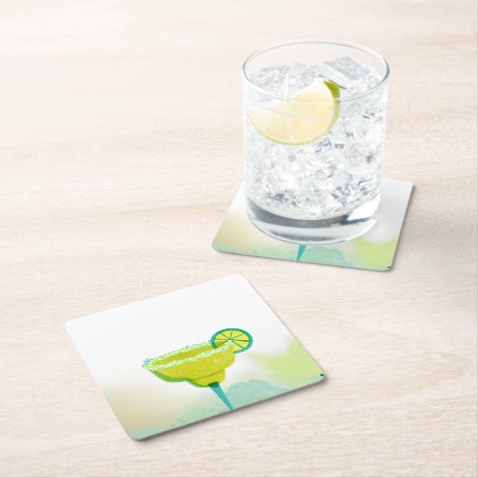 Greeny Watercolor Margarita Limones Brautparty Rechteckiger Pappuntersetzer (Vor Ort)