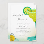 Greeny Watercolor Tacos & Tequila Brautparty Einladung (Vorne/Hinten)