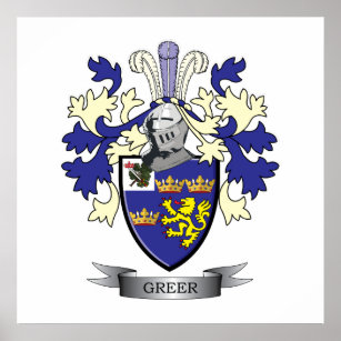 Greer Family Crest Coat of Arms Poster