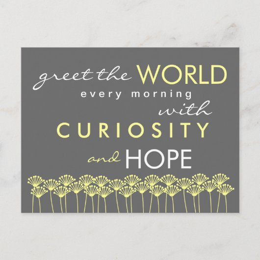 Greet the World with Hope Quote Postcard Postkarte (Vorderseite)