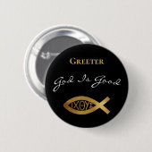 Greeter Christlich Church God is good Modern Black Button (Vorne & Hinten)