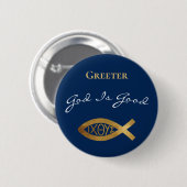 Greeter Christlich Church God is good Modern Blue Button (Vorne & Hinten)
