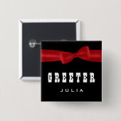 GREETER Hochzeits-individueller Name V02S ROT Button (Vorne & Hinten)