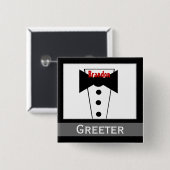 Greeter - individueller Nametux-Hochzeits-Knopf Button (Vorne & Hinten)