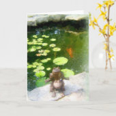 GREETING CARD: Frösche in einem Teich Karte (Gelbe Blume)