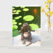 GREETING CARD: Frösche in einem Teich Karte (Gelbe Blume)