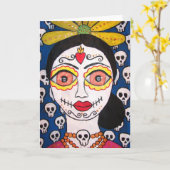 Greeting card "Mi Catrina" (day of the dead) Karte (Gelbe Blume)