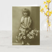 Greeting Card - Mother's Day Card Girl with Basket Karte (Gelbe Blume)