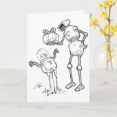 Greeting Card Roboter - from one nerd to another Karte (Gelbe Blume)