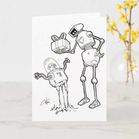Greeting Card Roboter - from one nerd to another Karte (Gelbe Blume)