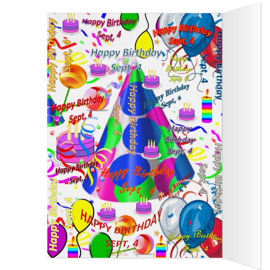 Greeting Card September, 4 Birthday (Innen (Links))